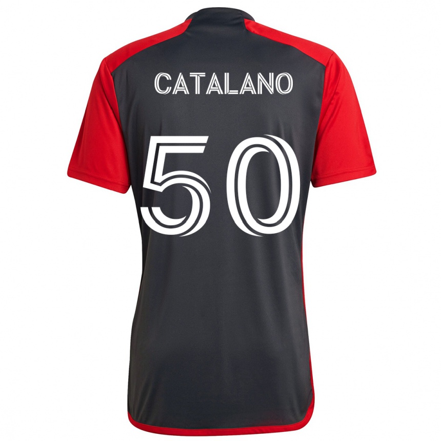 Kids Football Gianluca Catalano #50 Grayn Red Home Jersey 2024/25 T-Shirt Uk