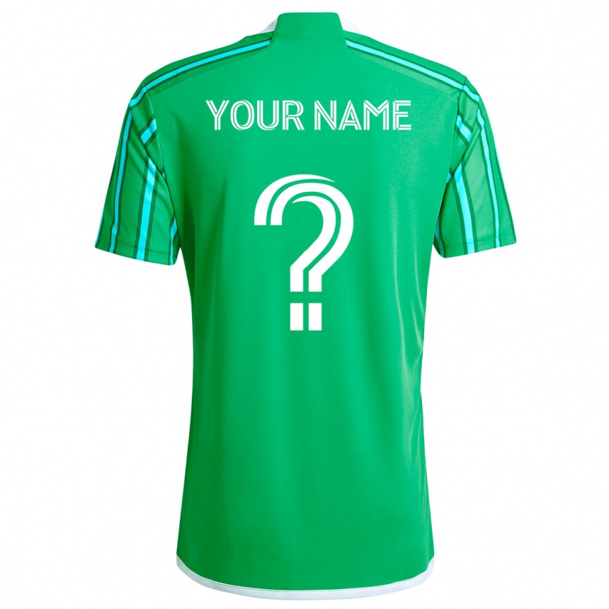 Kids Football Your Name #0 Green White Home Jersey 2024/25 T-Shirt Uk