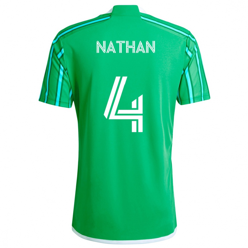 Kids Football Nathan #4 Green White Home Jersey 2024/25 T-Shirt Uk