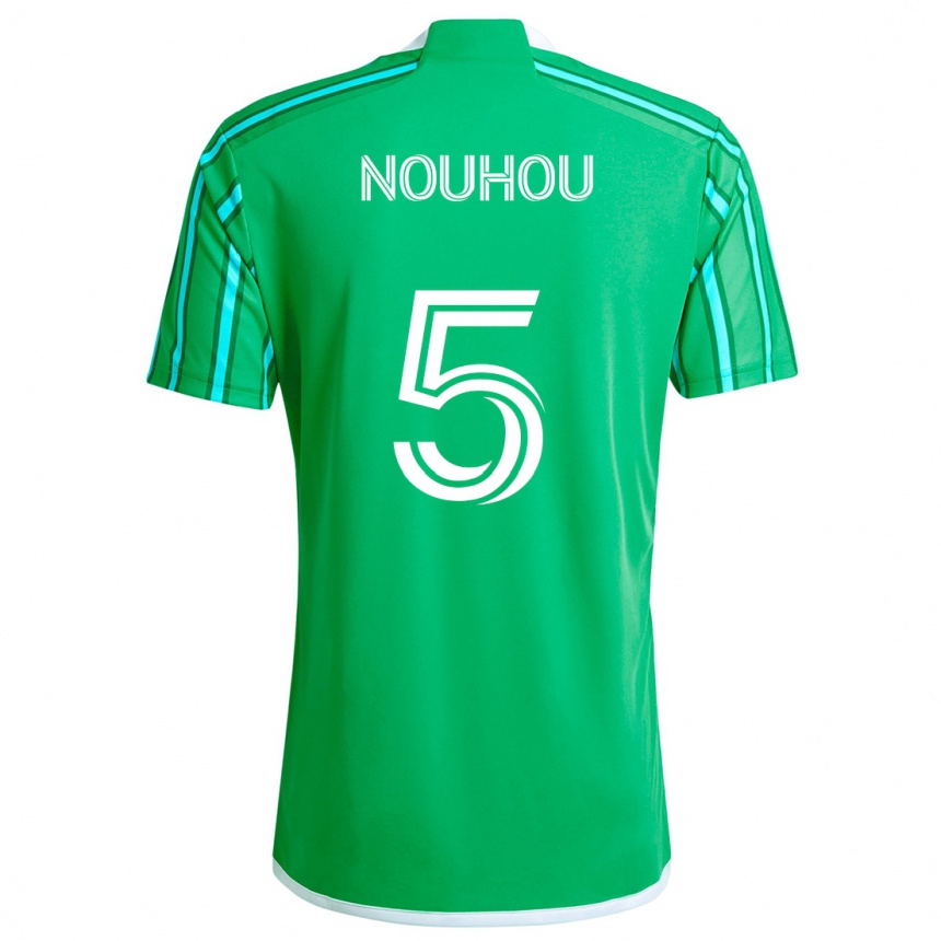 Kids Football Nouhou #5 Green White Home Jersey 2024/25 T-Shirt Uk