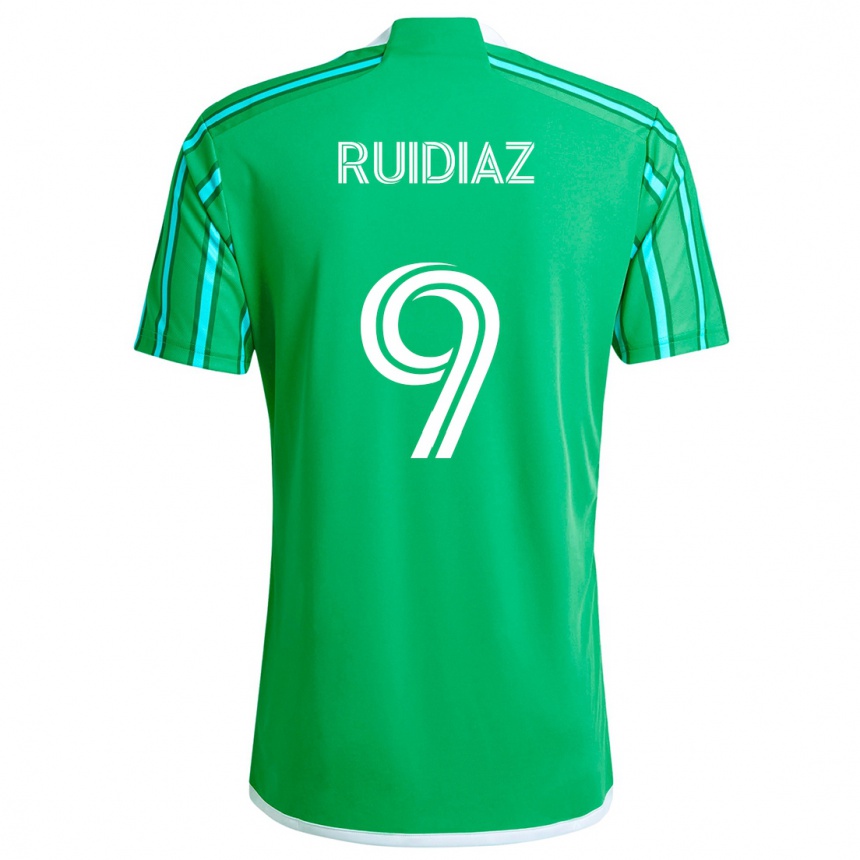 Kids Football Raúl Ruidíaz #9 Green White Home Jersey 2024/25 T-Shirt Uk