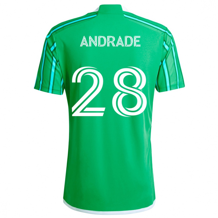 Kids Football Yeimar Gómez Andrade #28 Green White Home Jersey 2024/25 T-Shirt Uk