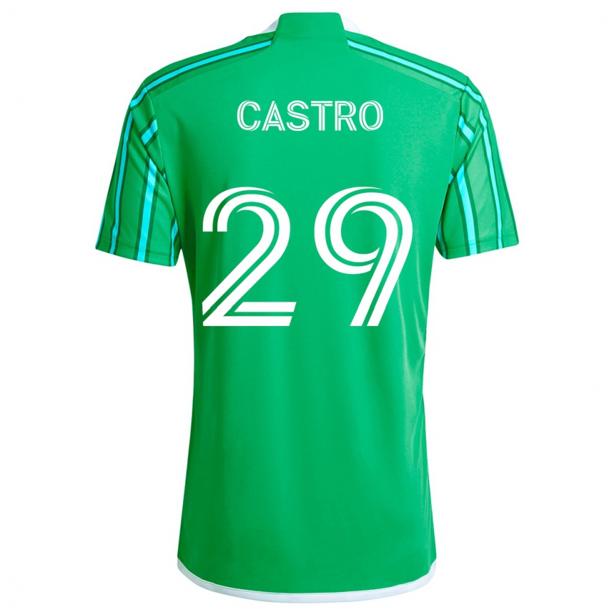 Kids Football Jacob Castro #29 Green White Home Jersey 2024/25 T-Shirt Uk