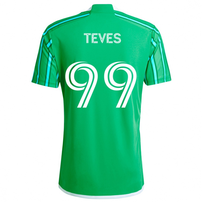 Kids Football Dylan Teves #99 Green White Home Jersey 2024/25 T-Shirt Uk