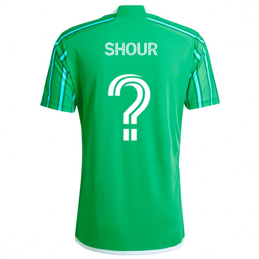 Kids Football Mohammed Shour #0 Green White Home Jersey 2024/25 T-Shirt Uk