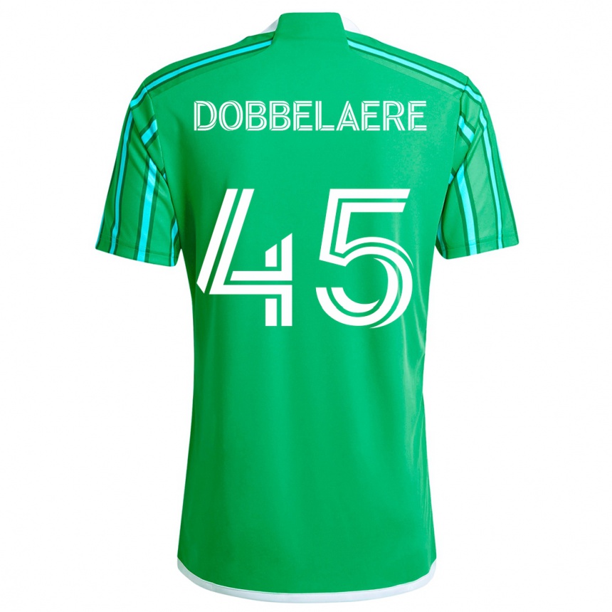 Kids Football Ethan Dobbelaere #45 Green White Home Jersey 2024/25 T-Shirt Uk