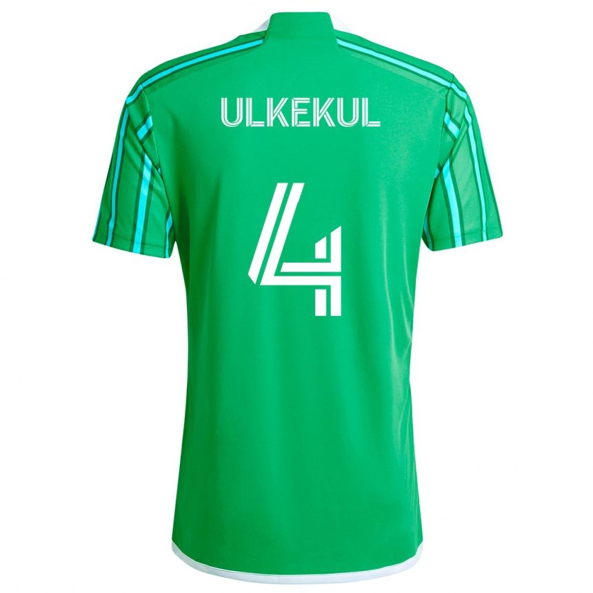 Kids Football Jodi Ulkekul #4 Green White Home Jersey 2024/25 T-Shirt Uk