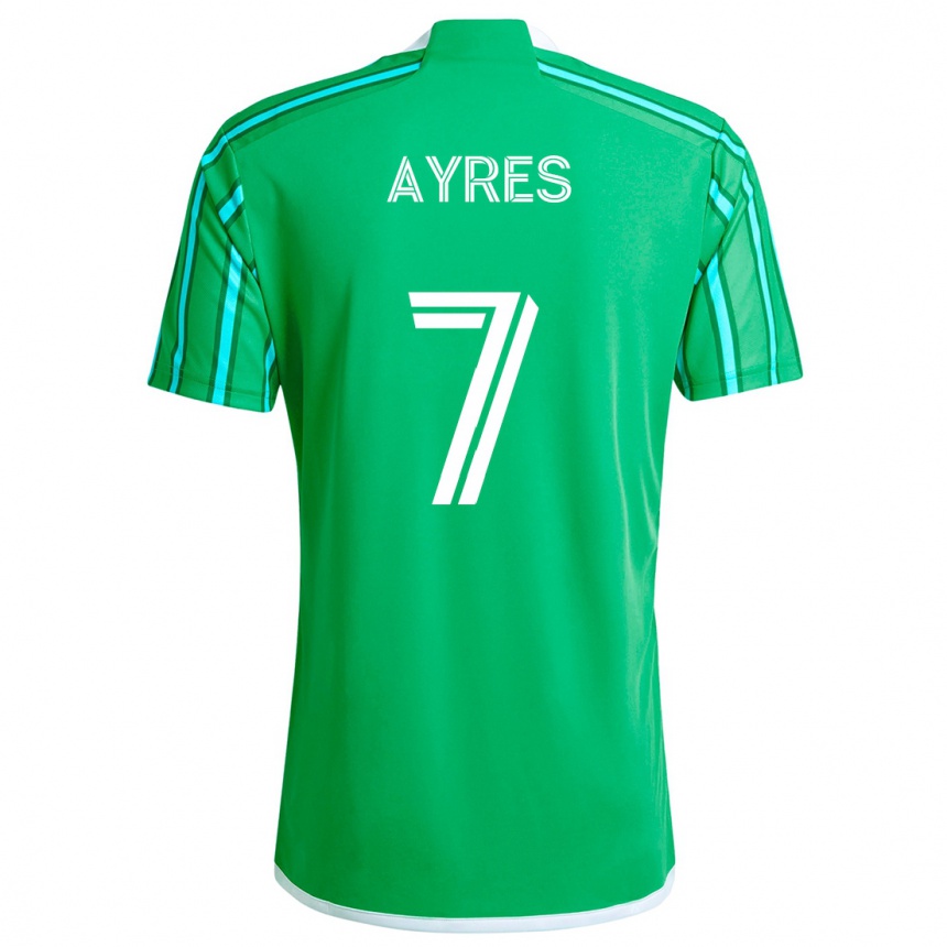 Kids Football Melina Ayres #7 Green White Home Jersey 2024/25 T-Shirt Uk