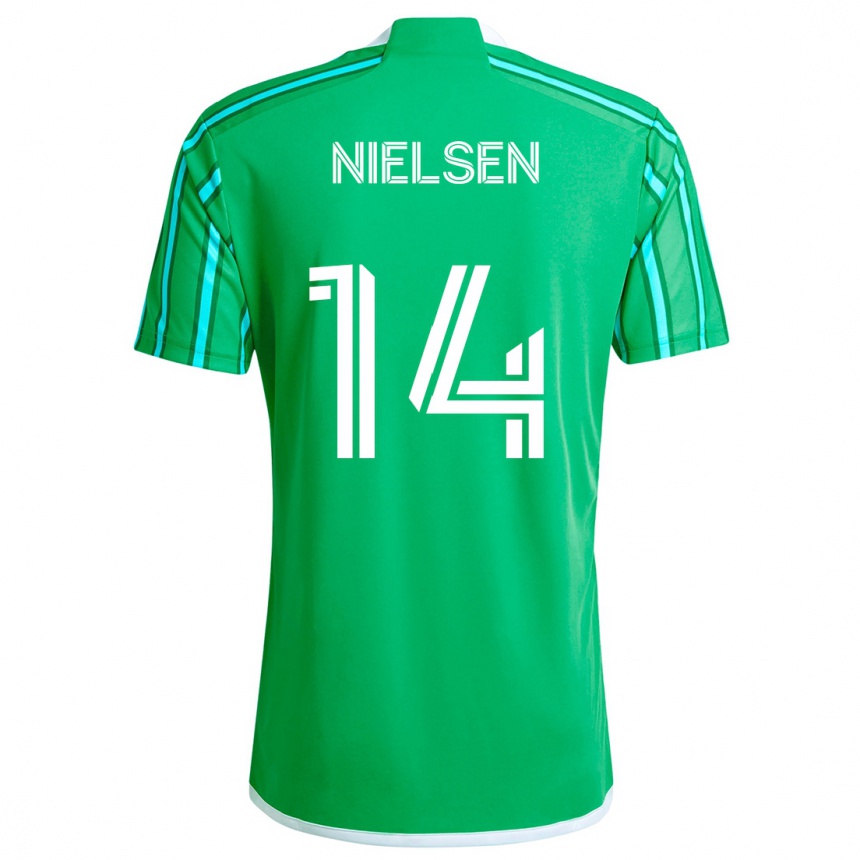 Kids Football Taylor Nielsen #14 Green White Home Jersey 2024/25 T-Shirt Uk