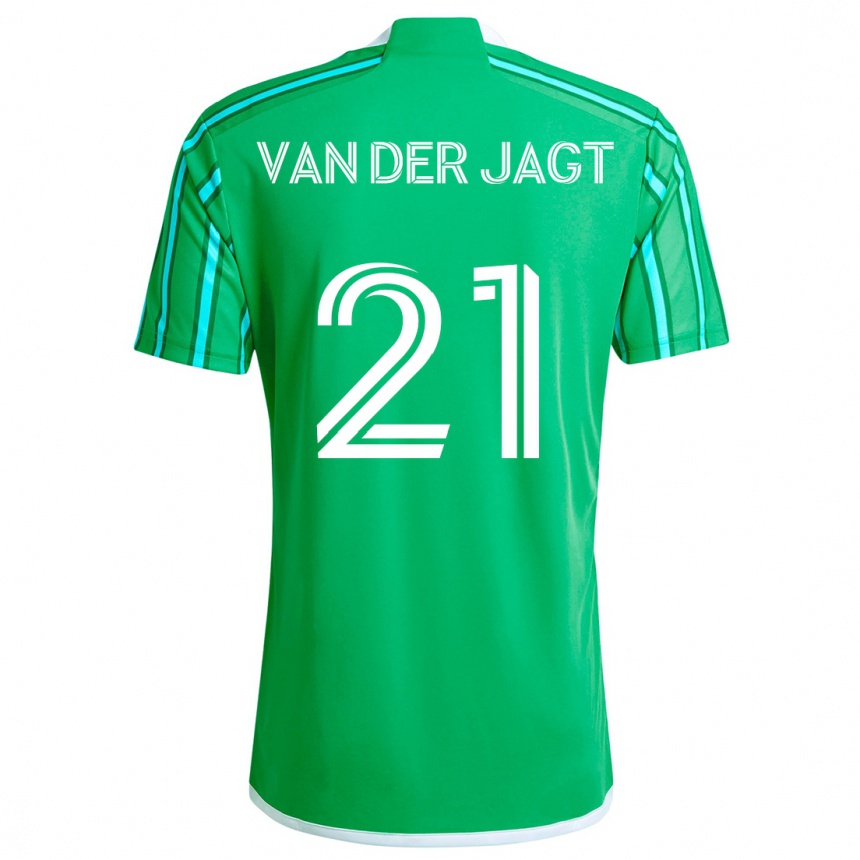 Kids Football Olivia Van Der Jagt #21 Green White Home Jersey 2024/25 T-Shirt Uk