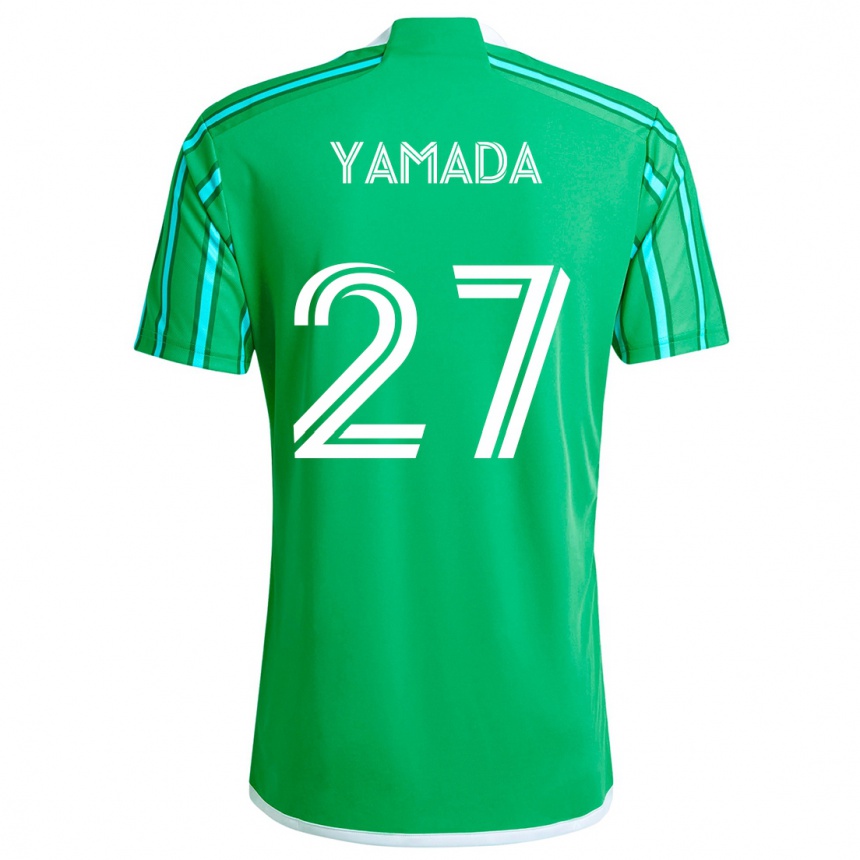 Kids Football Hikari Yamada #27 Green White Home Jersey 2024/25 T-Shirt Uk