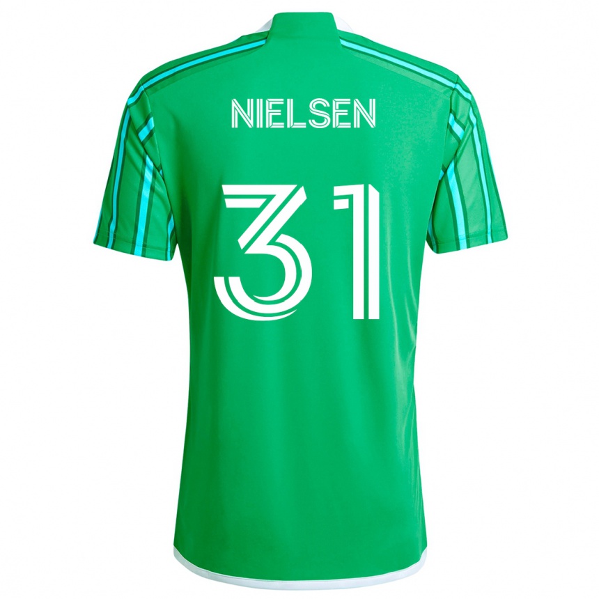 Kids Football Madeline Nielsen #31 Green White Home Jersey 2024/25 T-Shirt Uk