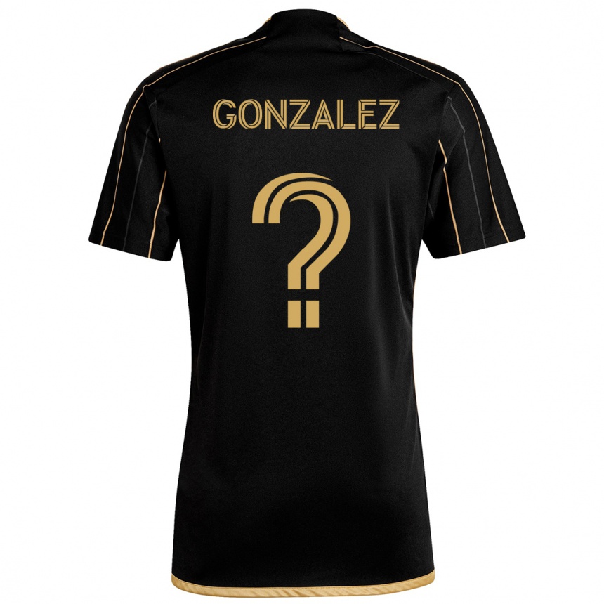 Kids Football Mario González #0 Black Gold Home Jersey 2024/25 T-Shirt Uk