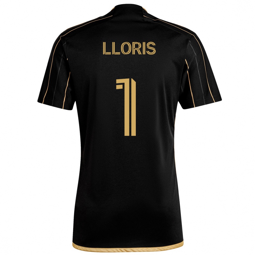 Kids Football Hugo Lloris #1 Black Gold Home Jersey 2024/25 T-Shirt Uk