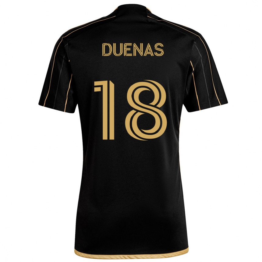 Kids Football Érik Dueñas #18 Black Gold Home Jersey 2024/25 T-Shirt Uk