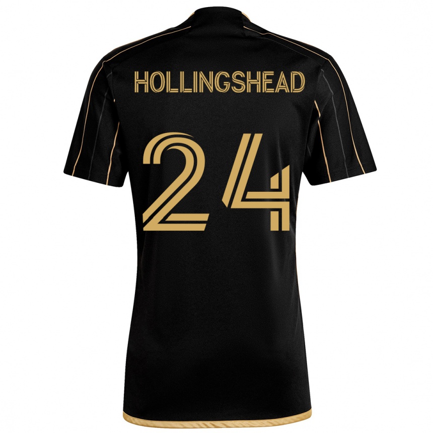 Kids Football Ryan Hollingshead #24 Black Gold Home Jersey 2024/25 T-Shirt Uk