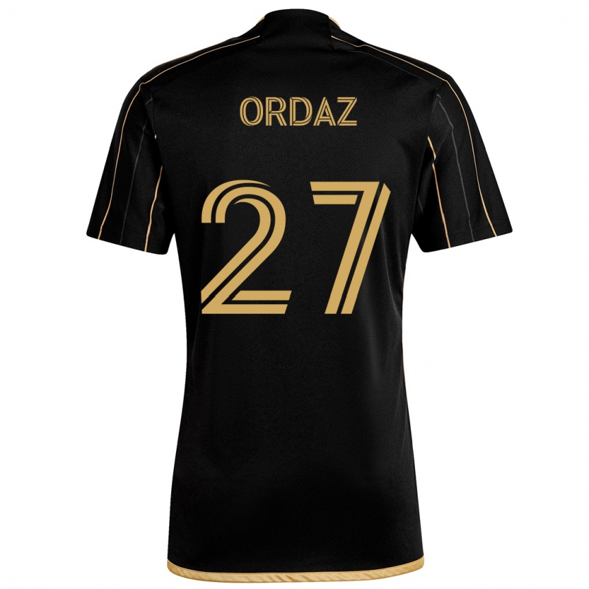 Kids Football Nathan Ordaz #27 Black Gold Home Jersey 2024/25 T-Shirt Uk