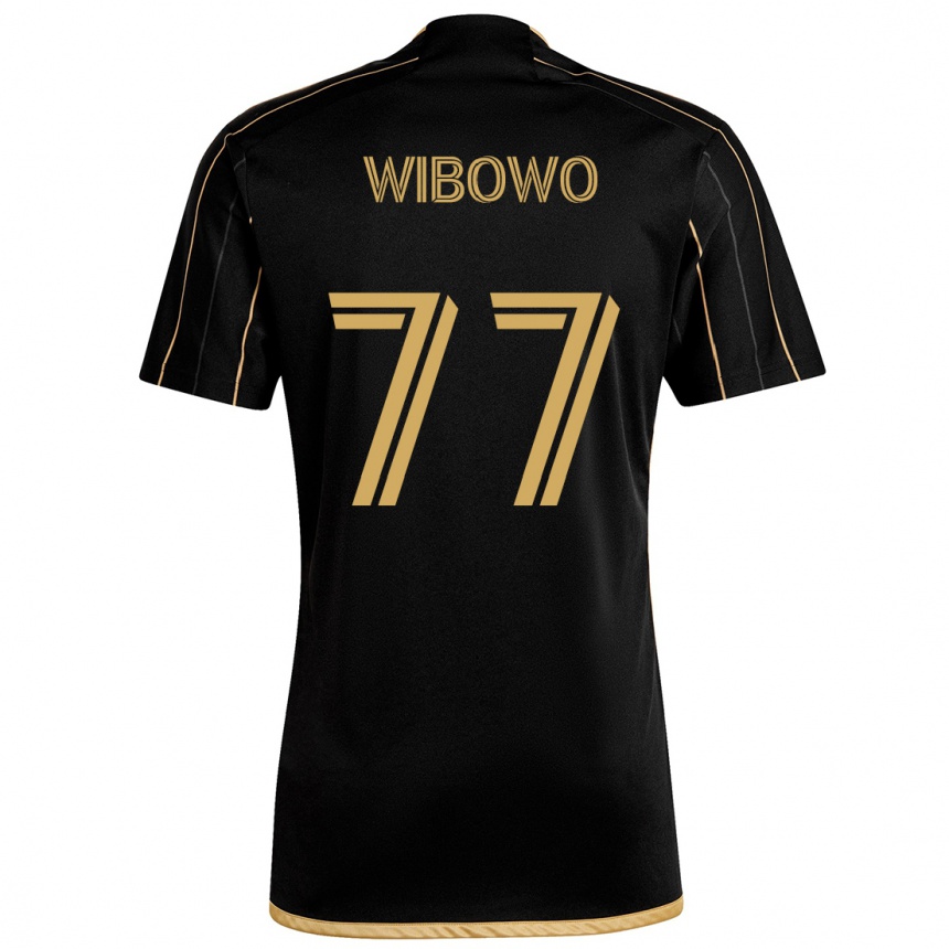 Kids Football Adrian Wibowo #77 Black Gold Home Jersey 2024/25 T-Shirt Uk