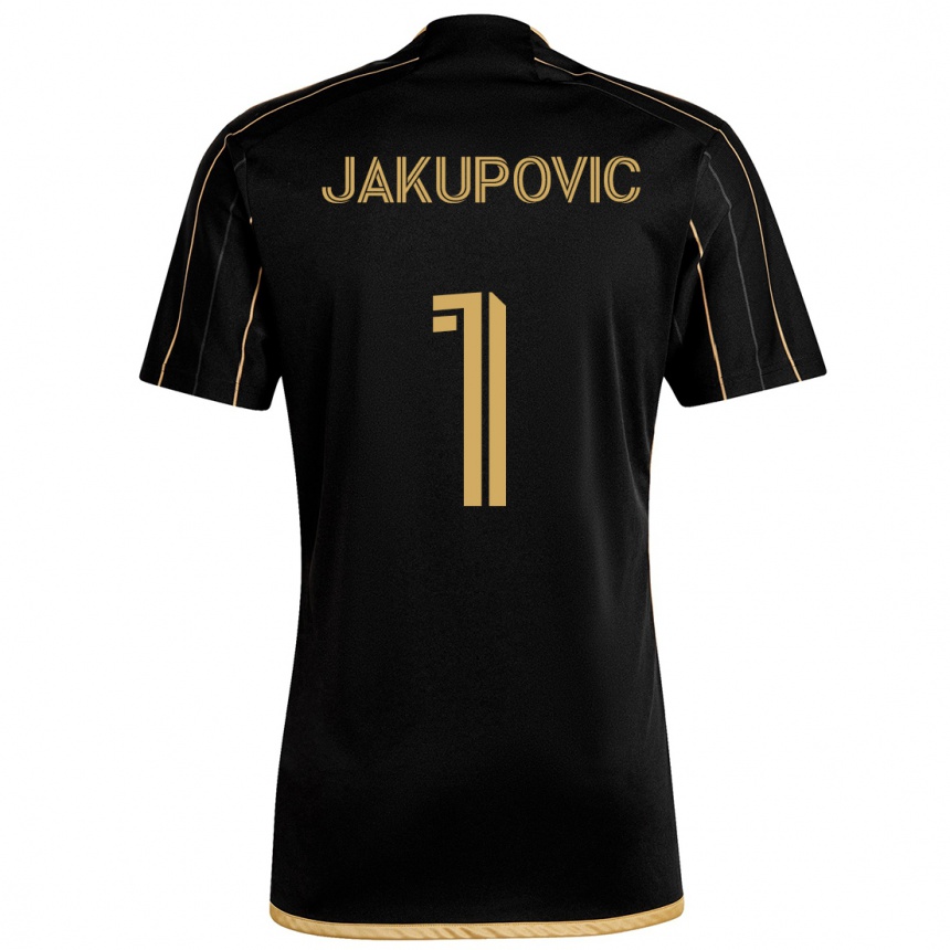 Kids Football Eldin Jakupović #1 Black Gold Home Jersey 2024/25 T-Shirt Uk