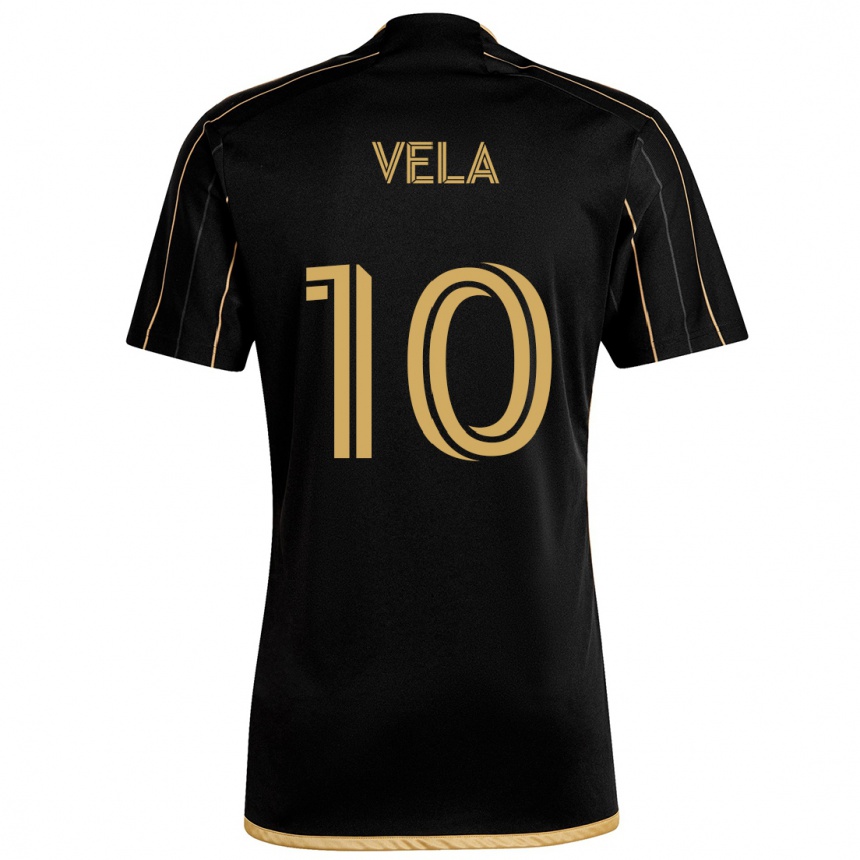 Kids Football Carlos Vela #10 Black Gold Home Jersey 2024/25 T-Shirt Uk