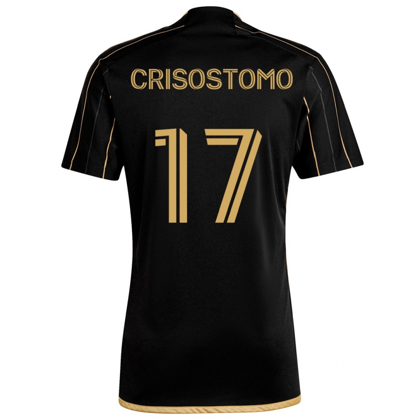 Kids Football Danny Crisostomo #17 Black Gold Home Jersey 2024/25 T-Shirt Uk