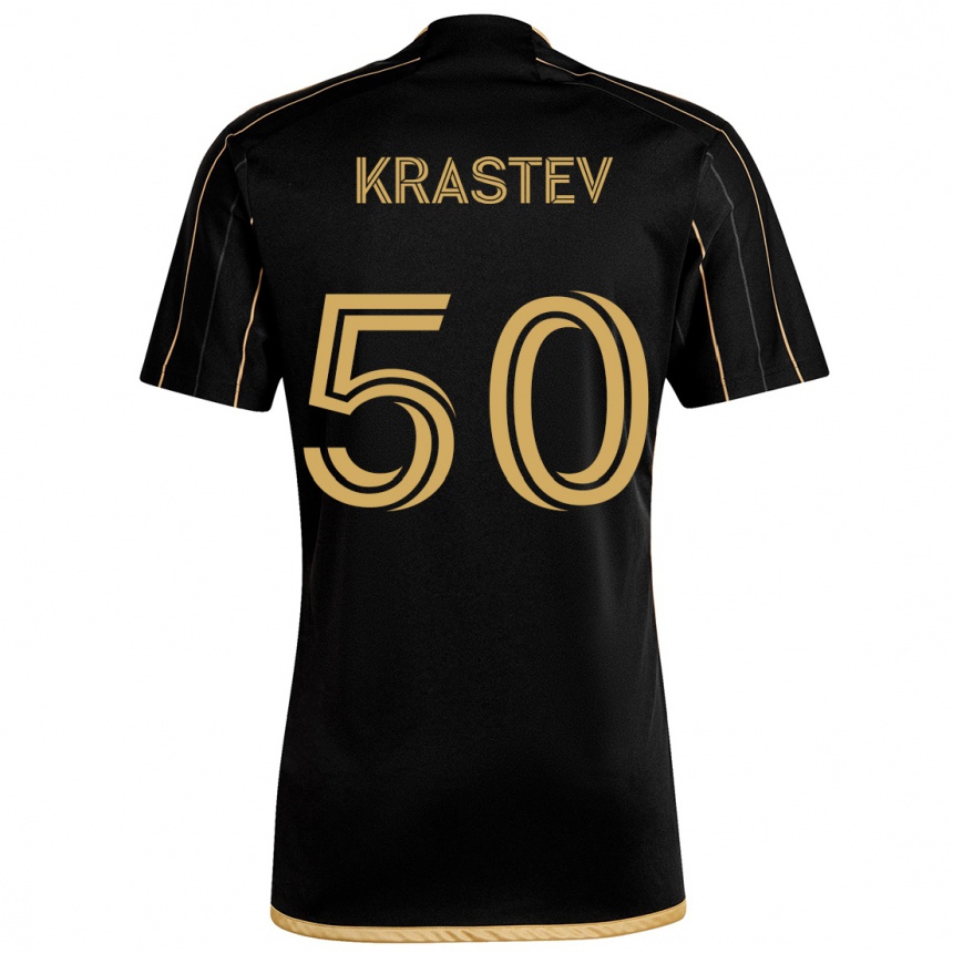 Kids Football Filip Krastev #50 Black Gold Home Jersey 2024/25 T-Shirt Uk