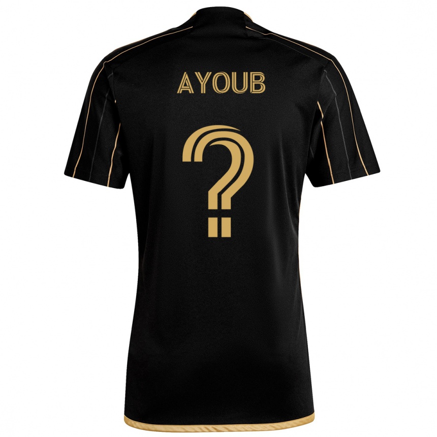 Kids Football Ryan Ayoub #0 Black Gold Home Jersey 2024/25 T-Shirt Uk