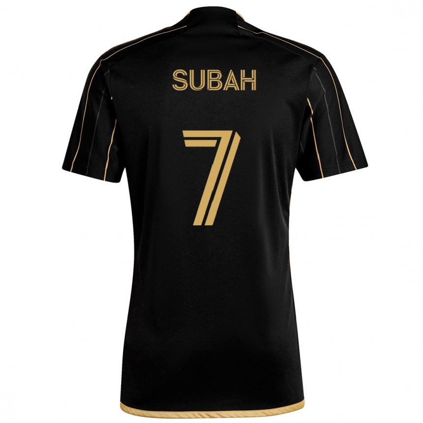 Kids Football Yekeson Subah #7 Black Gold Home Jersey 2024/25 T-Shirt Uk