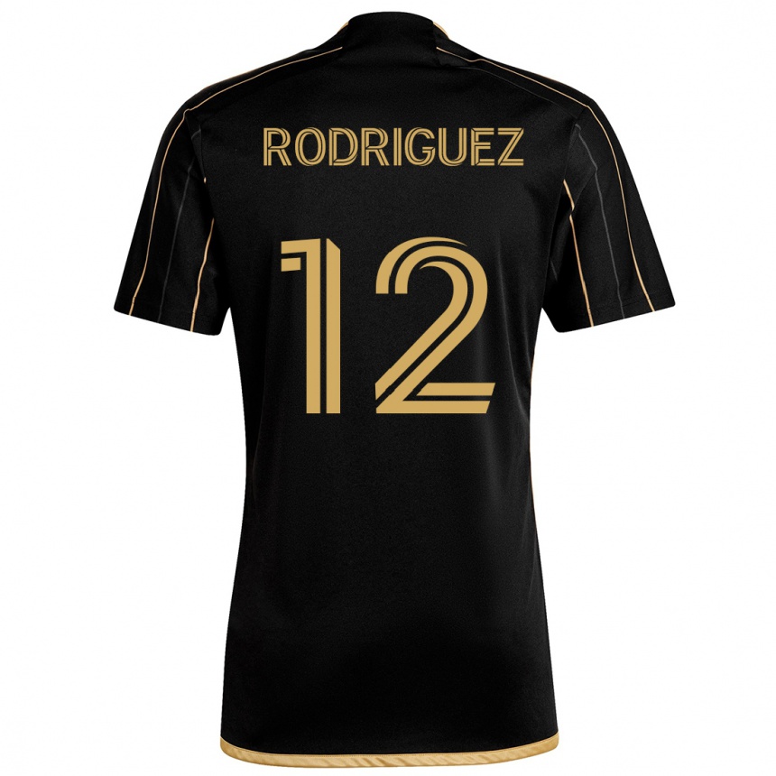 Kids Football Jeremi Rodríguez #12 Black Gold Home Jersey 2024/25 T-Shirt Uk