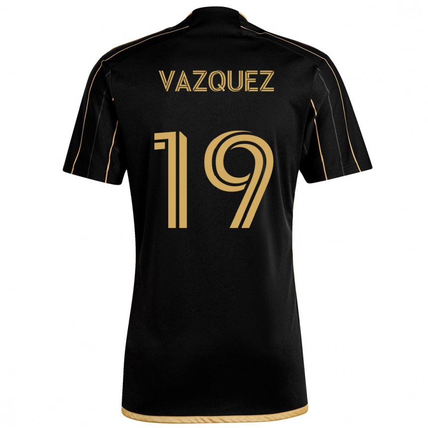 Kids Football Favian Vazquez #19 Black Gold Home Jersey 2024/25 T-Shirt Uk