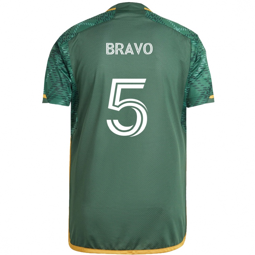 Kids Football Claudio Bravo #5 Green Orange Home Jersey 2024/25 T-Shirt Uk