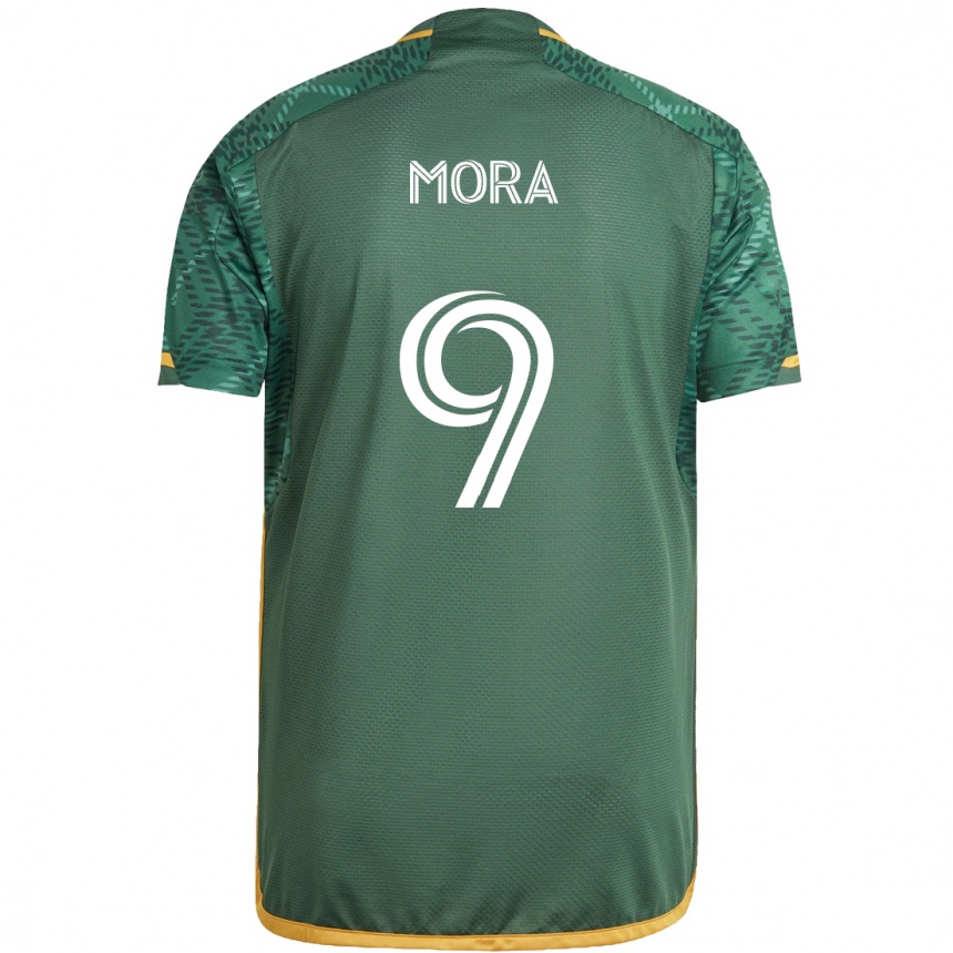 Kids Football Felipe Mora #9 Green Orange Home Jersey 2024/25 T-Shirt Uk