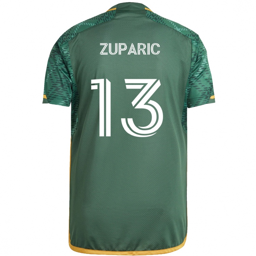 Kids Football Dario Zuparic #13 Green Orange Home Jersey 2024/25 T-Shirt Uk