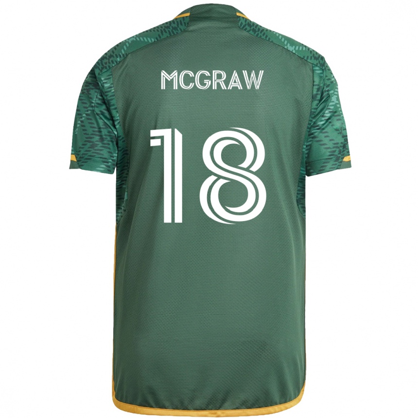 Kids Football Zac Mcgraw #18 Green Orange Home Jersey 2024/25 T-Shirt Uk