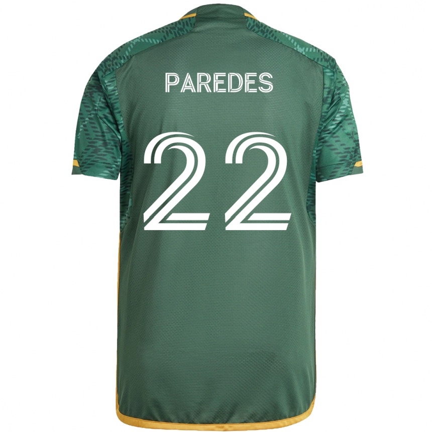 Kids Football Cristhian Paredes #22 Green Orange Home Jersey 2024/25 T-Shirt Uk