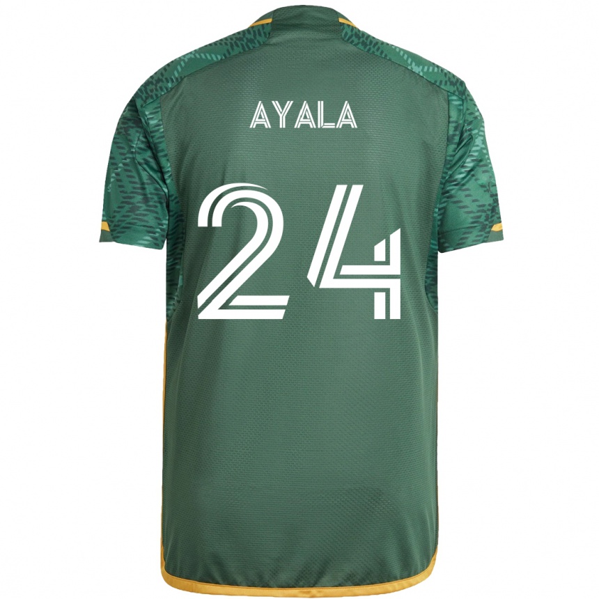 Kids Football David Ayala #24 Green Orange Home Jersey 2024/25 T-Shirt Uk