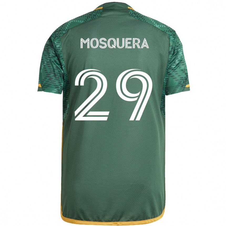 Kids Football Juan David Mosquera #29 Green Orange Home Jersey 2024/25 T-Shirt Uk