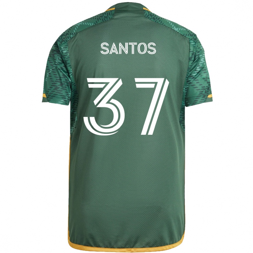 Kids Football Noah Santos #37 Green Orange Home Jersey 2024/25 T-Shirt Uk