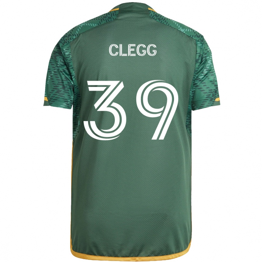 Kids Football Tyler Clegg #39 Green Orange Home Jersey 2024/25 T-Shirt Uk