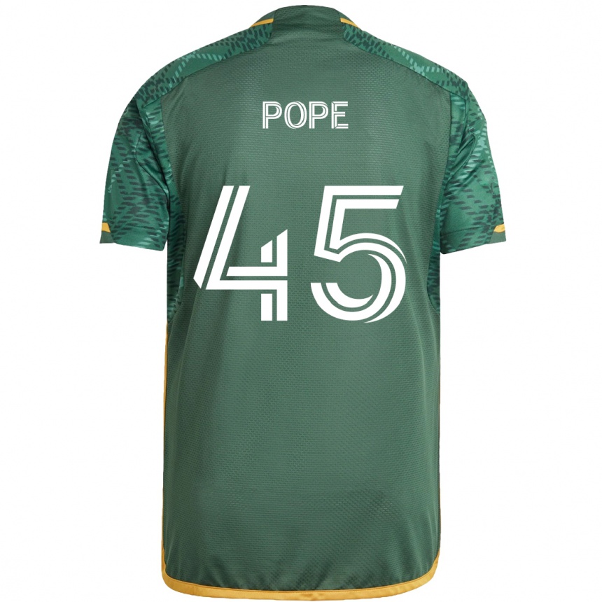 Kids Football Blake Pope #45 Green Orange Home Jersey 2024/25 T-Shirt Uk