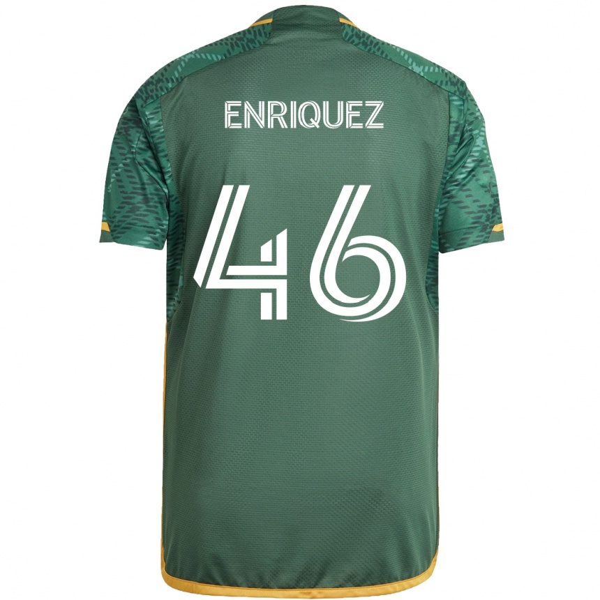 Kids Football Victor Enriquez #46 Green Orange Home Jersey 2024/25 T-Shirt Uk