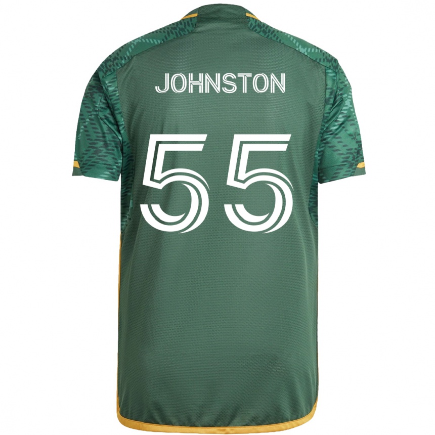 Kids Football Malcolm Johnston #55 Green Orange Home Jersey 2024/25 T-Shirt Uk