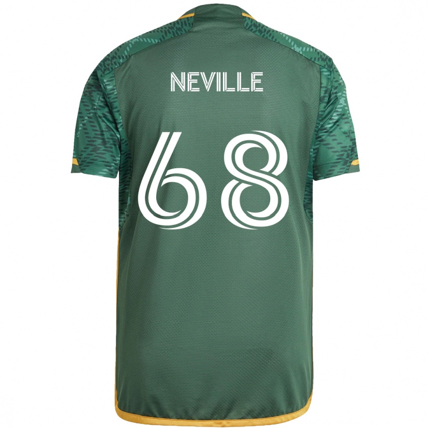 Kids Football Harvey Neville #68 Green Orange Home Jersey 2024/25 T-Shirt Uk