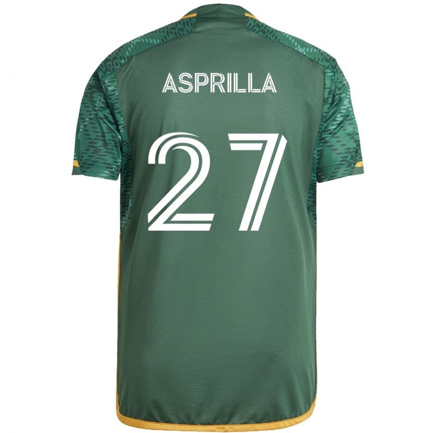 Kids Football Dairon Asprilla #27 Green Orange Home Jersey 2024/25 T-Shirt Uk