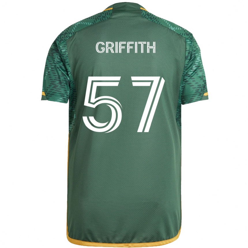 Kids Football Víctor Griffith #57 Green Orange Home Jersey 2024/25 T-Shirt Uk