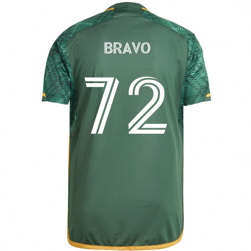 Kids Football Julian Bravo #72 Green Orange Home Jersey 2024/25 T-Shirt Uk