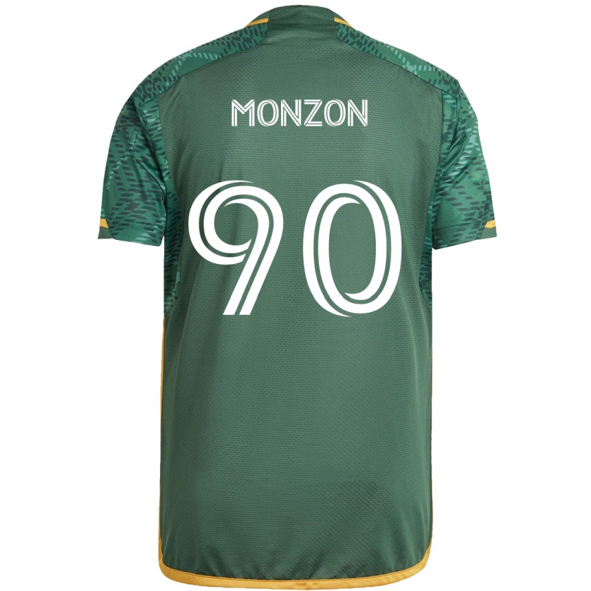 Kids Football Florián Monzón #90 Green Orange Home Jersey 2024/25 T-Shirt Uk