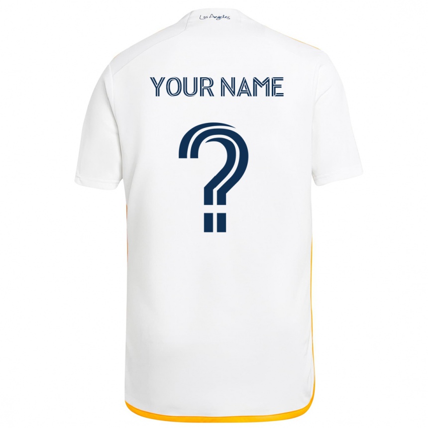 Kids Football Your Name #0 White Yellow Home Jersey 2024/25 T-Shirt Uk