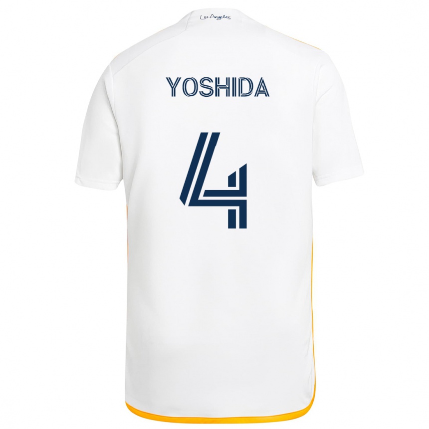 Kids Football Maya Yoshida #4 White Yellow Home Jersey 2024/25 T-Shirt Uk