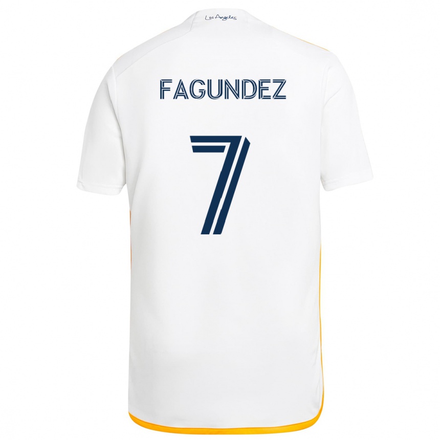 Kids Football Diego Fagúndez #7 White Yellow Home Jersey 2024/25 T-Shirt Uk